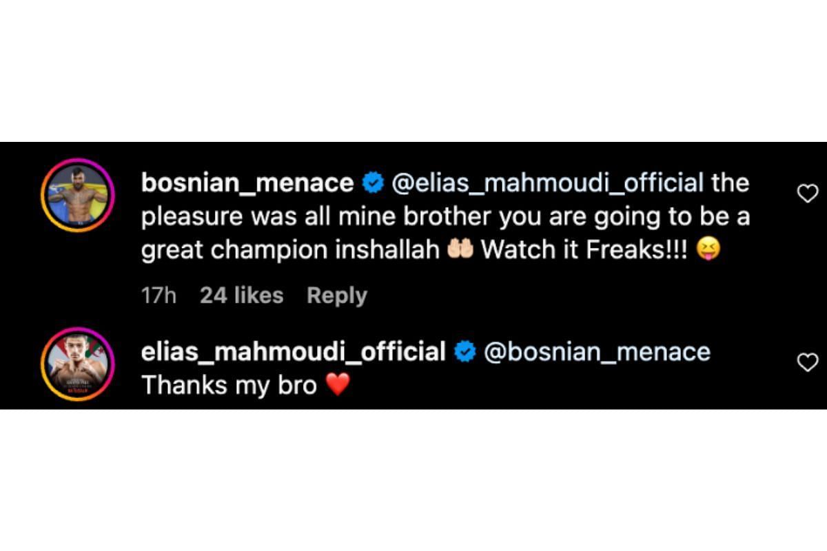 Screenshot of fans' comments